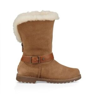 Girls size 3Y UGG Nessa suede boots in the color chestnut